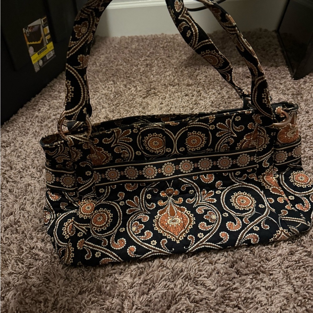 Vera Bradley Black and Orange Paisley Shoulder Bag
